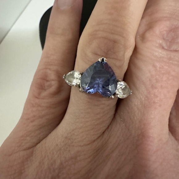 Sterling Silver and Faux Tanzanite Ring - Picture 1 of 6